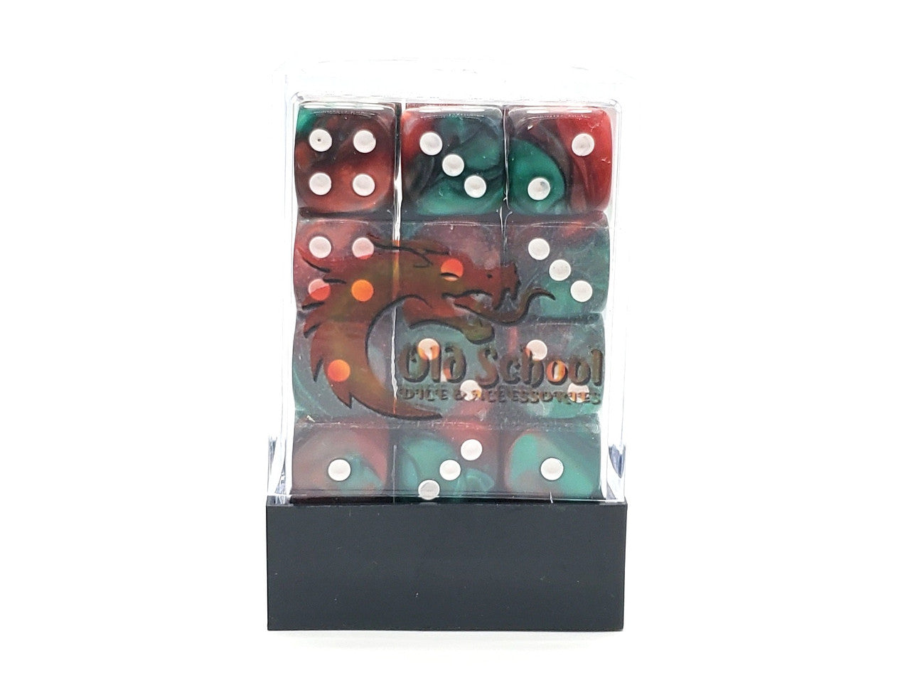 Old School 36ct 12mm D6 Dice Set: Vorpal - Red & Green | Deep Dive Games St. Marys