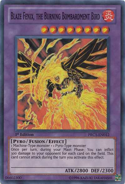 Blaze Fenix, the Burning Bombardment Bird [PRC1-EN012] Super Rare | Deep Dive Games St. Marys