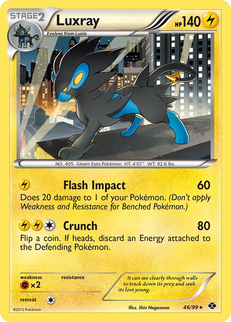 Luxray (46/99) (Cracked Ice Holo) (Blister Exclusive) [Black & White: Next Destinies] | Deep Dive Games St. Marys