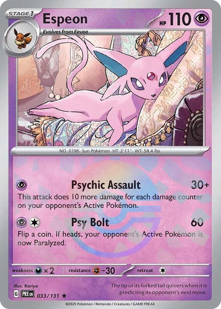 Espeon (033/131) (Poke Ball Pattern) [Scarlet & Violet: Prismatic Evolutions] | Deep Dive Games St. Marys