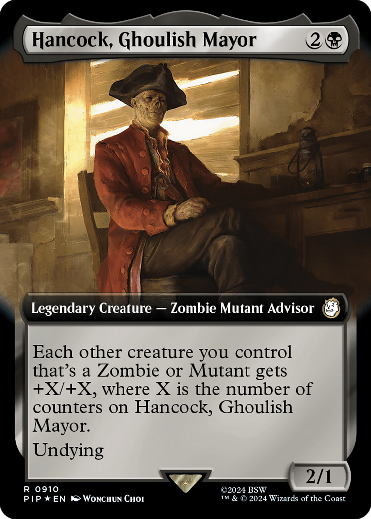 Hancock, Ghoulish Mayor (Extended Art) (Surge Foil) [Fallout] | Deep Dive Games St. Marys