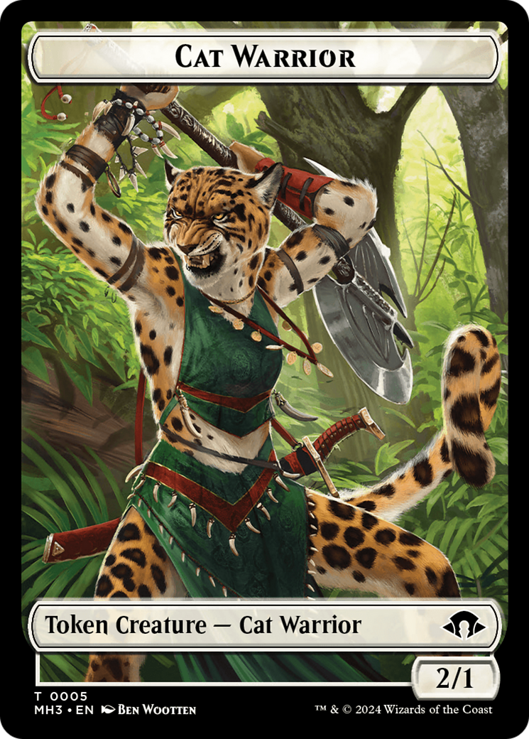 Cat Warrior Token [Modern Horizons 3 Tokens] | Deep Dive Games St. Marys