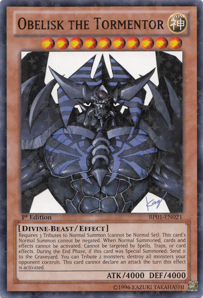 Obelisk the Tormentor [BP01-EN021] Starfoil Rare | Deep Dive Games St. Marys