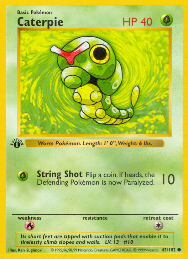 Caterpie (45/102) (Shadowless) [Base Set 1st Edition] | Deep Dive Games St. Marys