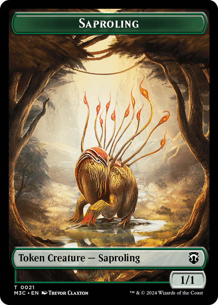 Tarmogoyf (Ripple Foil) // Saproling Double-Sided Token [Modern Horizons 3 Commander Tokens] | Deep Dive Games St. Marys