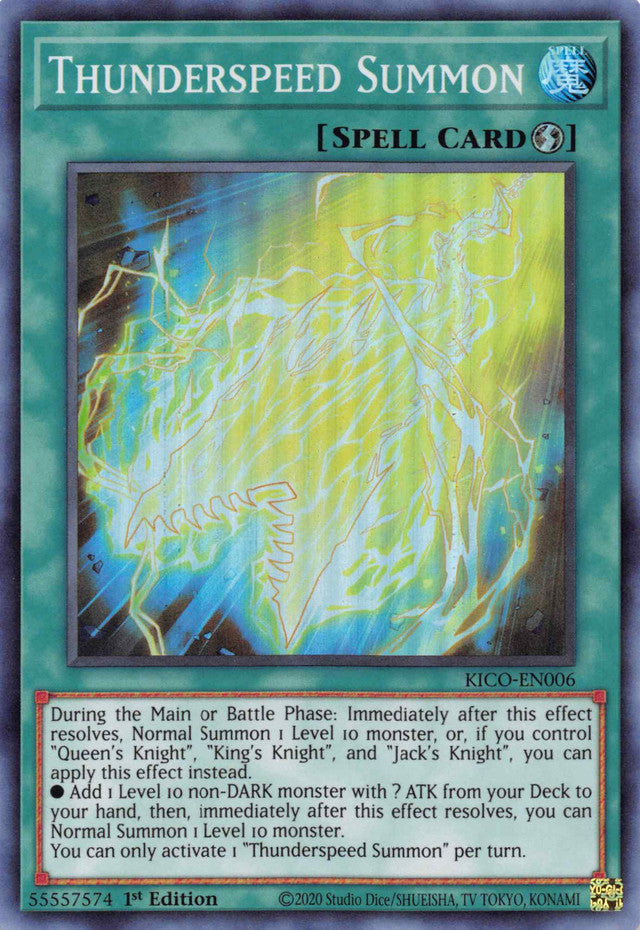 Thunderspeed Summon (Super Rare) [KICO-EN006] Super Rare | Deep Dive Games St. Marys