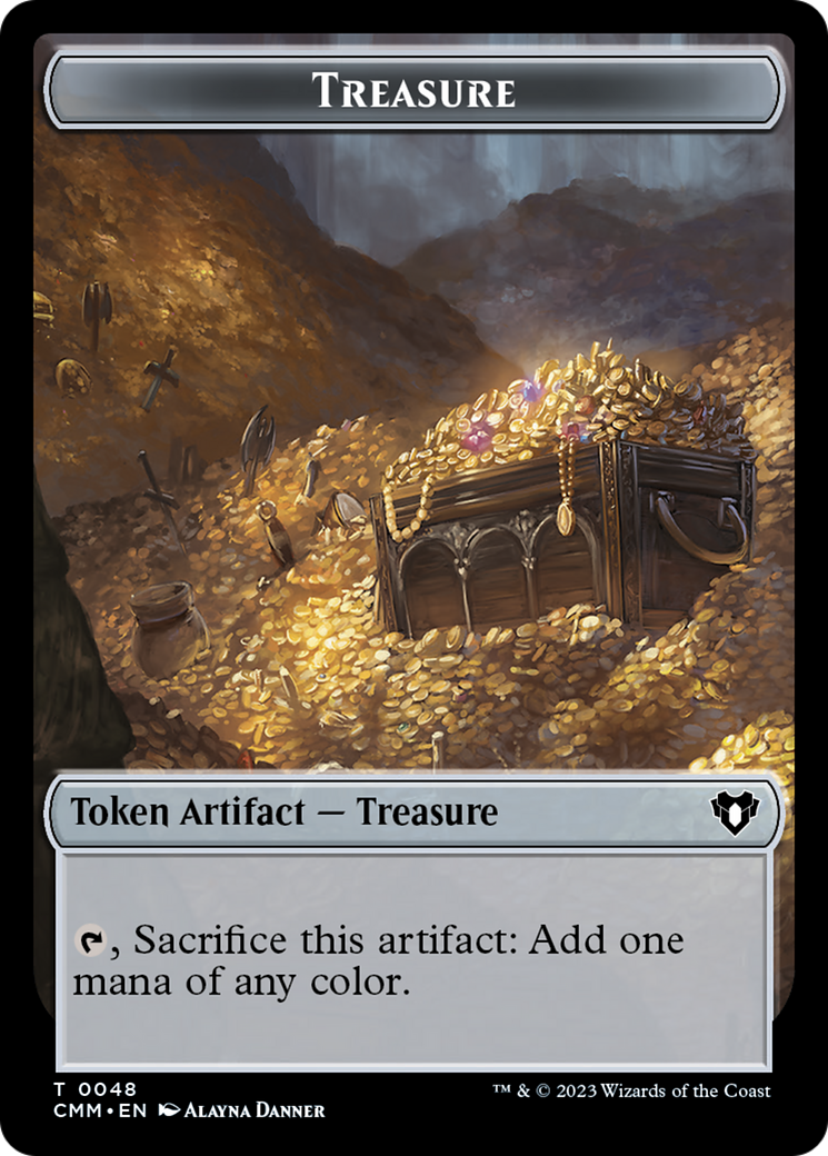 Treasure // Cat (0005) Double-Sided Token [Commander Masters Tokens] | Deep Dive Games St. Marys