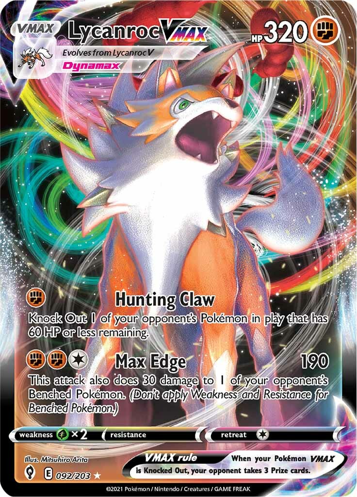 Lycanroc VMAX (092/203) [Sword & Shield: Evolving Skies] | Deep Dive Games St. Marys