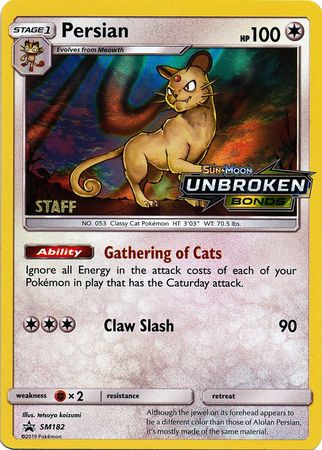 Persian (SM182) (Staff Prerelease Promo) [Sun & Moon: Black Star Promos] | Deep Dive Games St. Marys