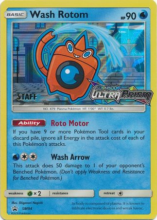 Wash Rotom (SM94) (Staff Prerelease Promo) [Sun & Moon: Black Star Promos] | Deep Dive Games St. Marys