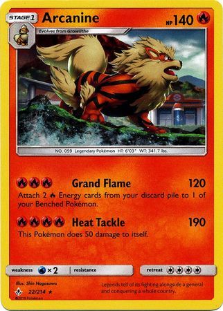 Arcanine (22/214) (Cosmos Holo) [Sun & Moon: Unbroken Bonds] | Deep Dive Games St. Marys