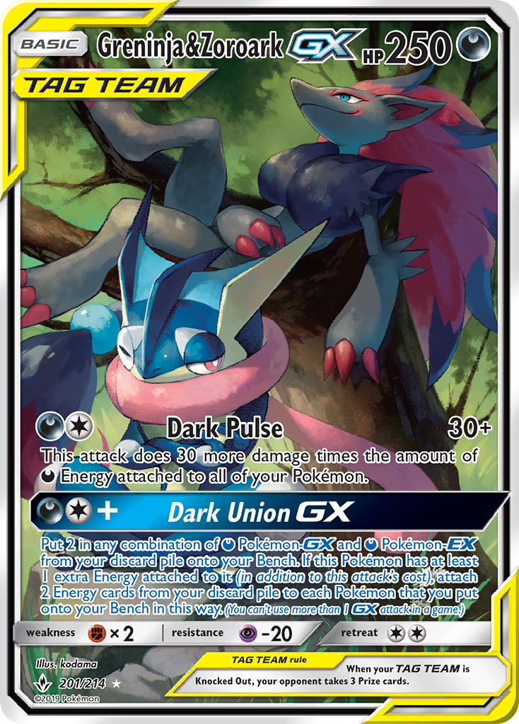 Greninja & Zoroark GX (201/214) [Sun & Moon: Unbroken Bonds] | Deep Dive Games St. Marys