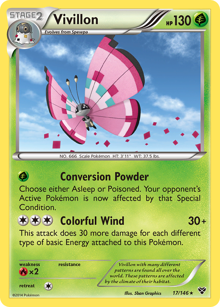 Vivillon (17/146) (Meadow Form/Pink Wings) [XY: Base Set] | Deep Dive Games St. Marys