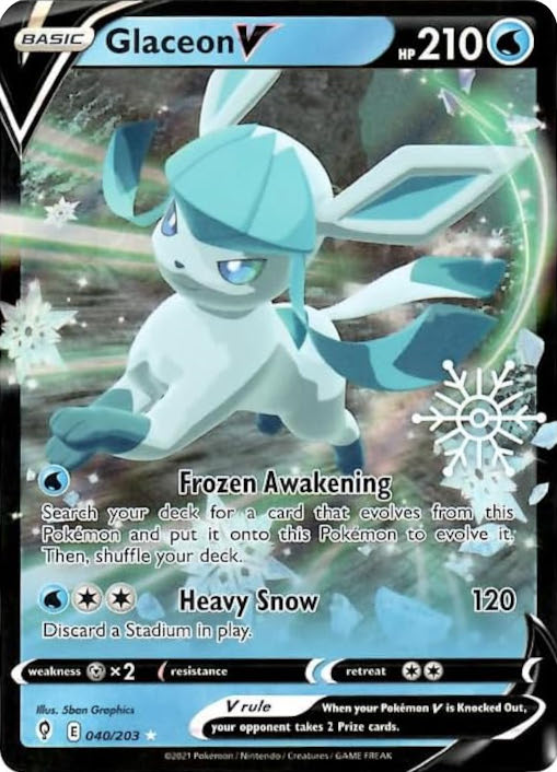 Glaceon V (040/203) (Holiday Calendar) [Sword & Shield: Evolving Skies] | Deep Dive Games St. Marys