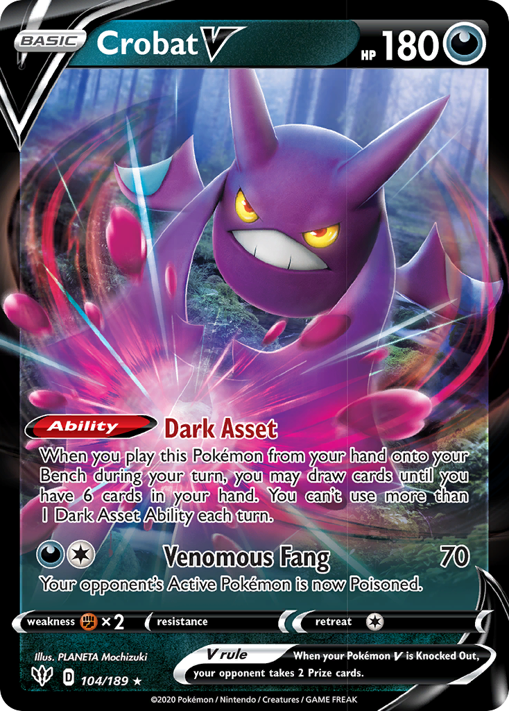 Crobat V (104/189) [Sword & Shield: Darkness Ablaze] | Deep Dive Games St. Marys