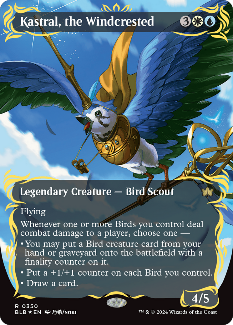 Kastral, the Windcrested (Borderless) (Raised Foil) [Bloomburrow] | Deep Dive Games St. Marys