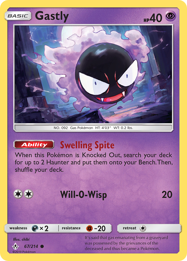 Gastly (67/214) [Sun & Moon: Unbroken Bonds] | Deep Dive Games St. Marys