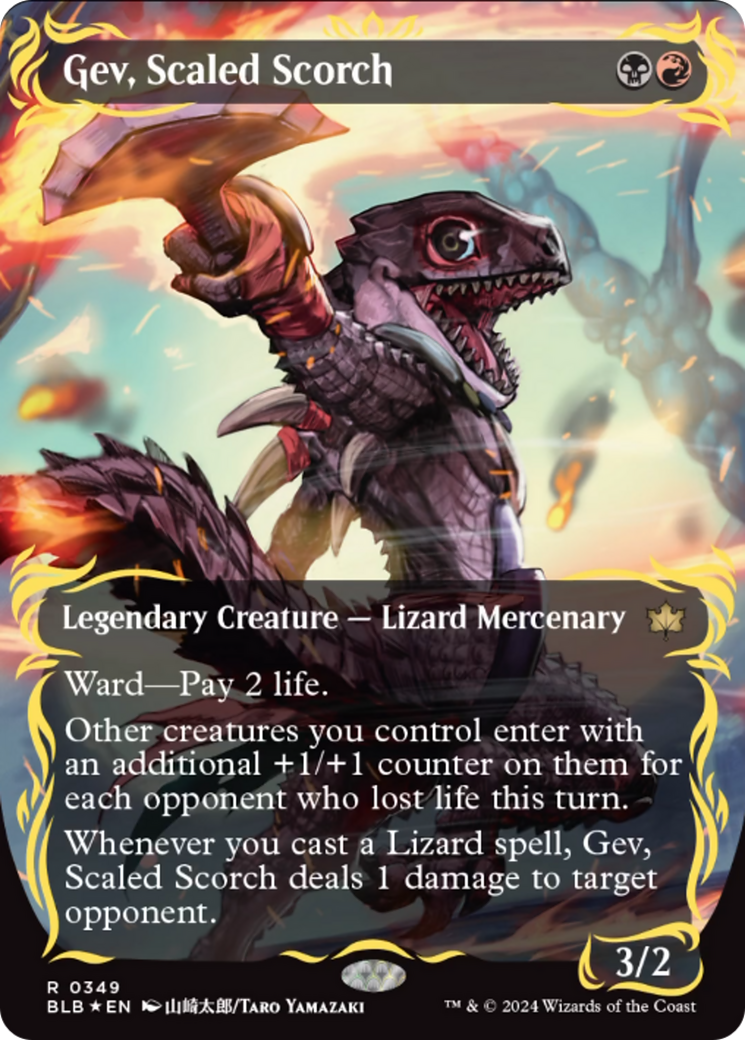 Gev, Scaled Scorch (Borderless) (Raised Foil) [Bloomburrow] | Deep Dive Games St. Marys