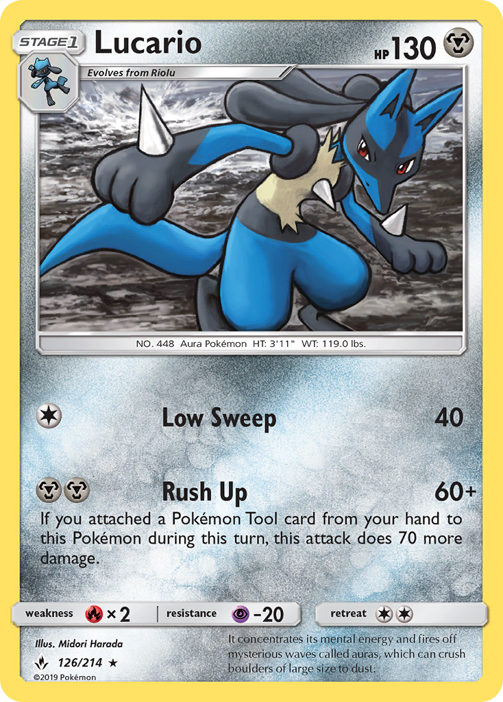 Lucario (126/214) [Sun & Moon: Unbroken Bonds] | Deep Dive Games St. Marys