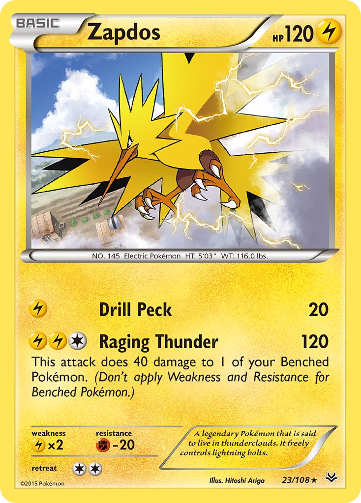 Zapdos(23/108) (Theme Deck Exclusive) [XY: Roaring Skies] | Deep Dive Games St. Marys