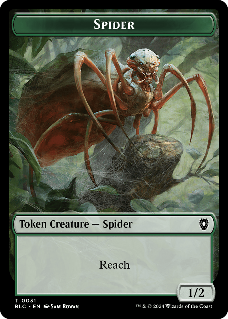 Spider // Blood Double-Sided Token [Bloomburrow Commander Tokens] | Deep Dive Games St. Marys