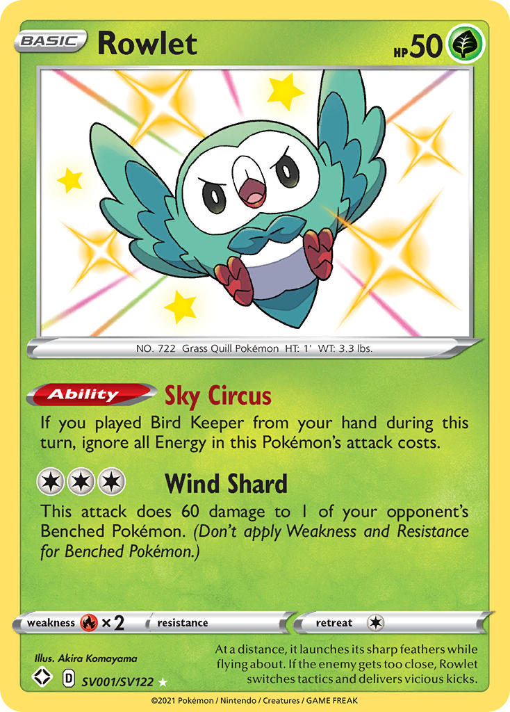 Rowlet (SV001/SV122) [Sword & Shield: Shining Fates] | Deep Dive Games St. Marys