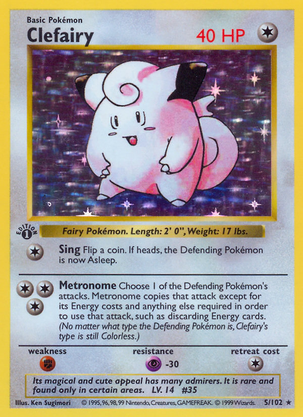 Clefairy (5/102) (Shadowless) [Base Set 1st Edition] | Deep Dive Games St. Marys