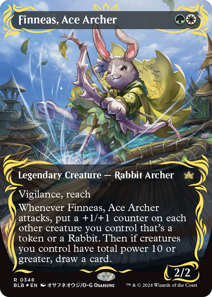 Finneas, Ace Archer (Borderless) (Raised Foil) [Bloomburrow] | Deep Dive Games St. Marys