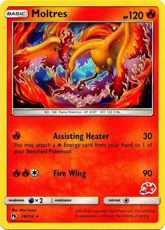 Moltres (38/214) (Charizard Stamp #46) [Battle Academy 2020] | Deep Dive Games St. Marys