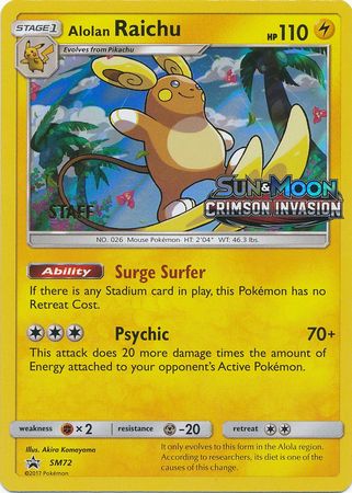 Alolan Raichu (SM72) (Staff Prerelease Promo) [Sun & Moon: Black Star Promos] | Deep Dive Games St. Marys