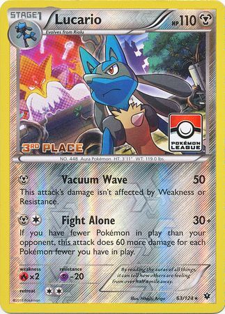 Lucario (63/124) (League Promo 3rd Place) [XY: Fates Collide] | Deep Dive Games St. Marys