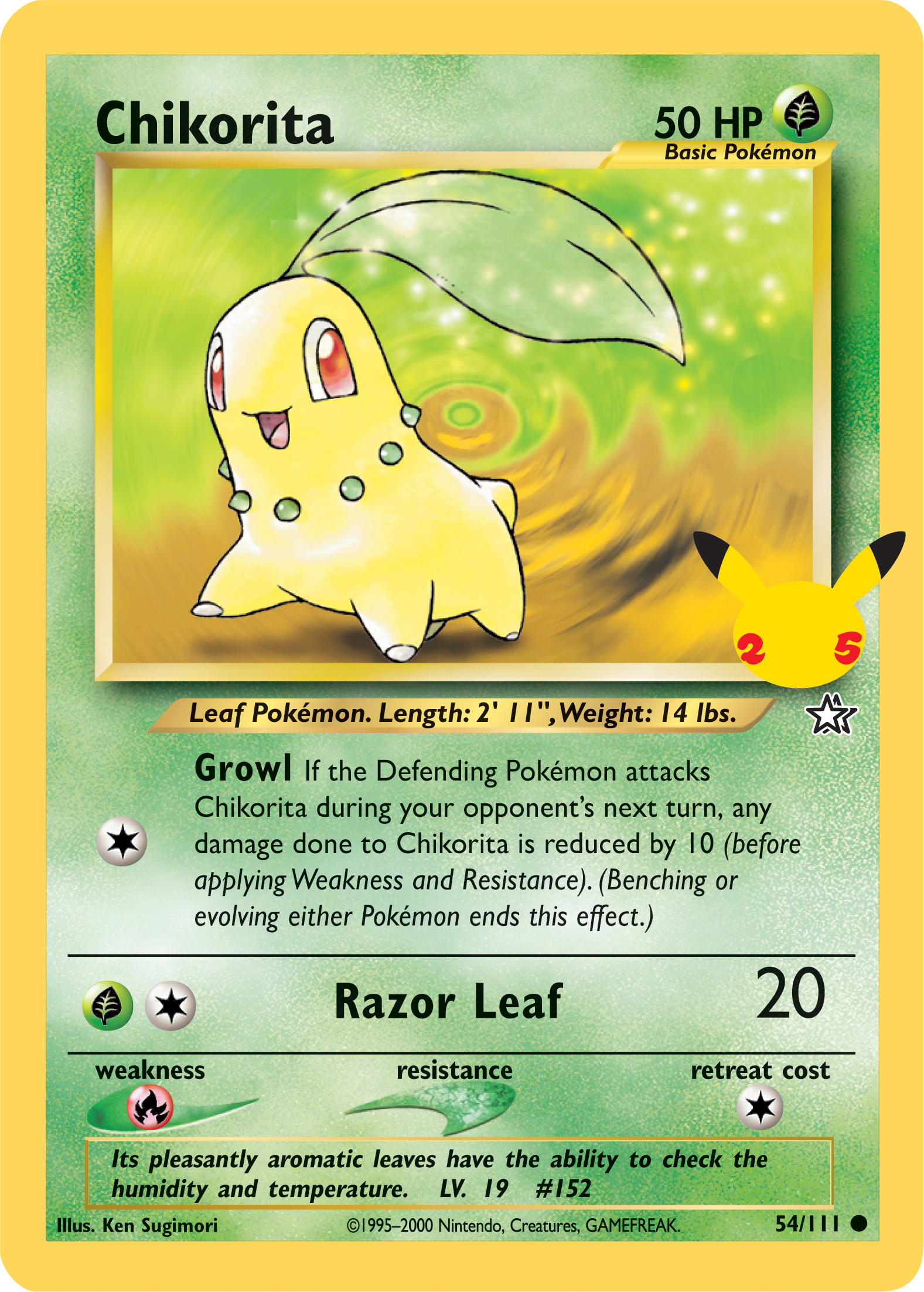 Chikorita (54/111) (Jumbo Card) [First Partner Pack] | Deep Dive Games St. Marys