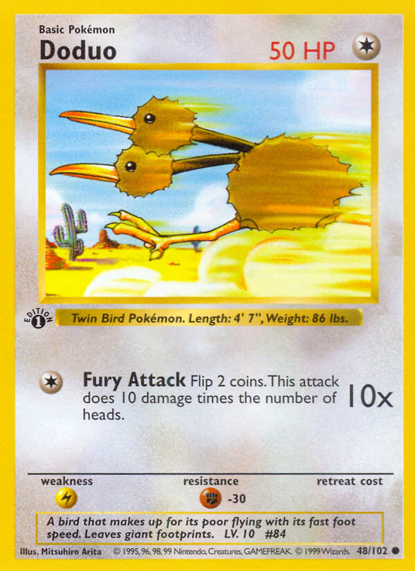 Doduo (48/102) (Shadowless) [Base Set 1st Edition] | Deep Dive Games St. Marys