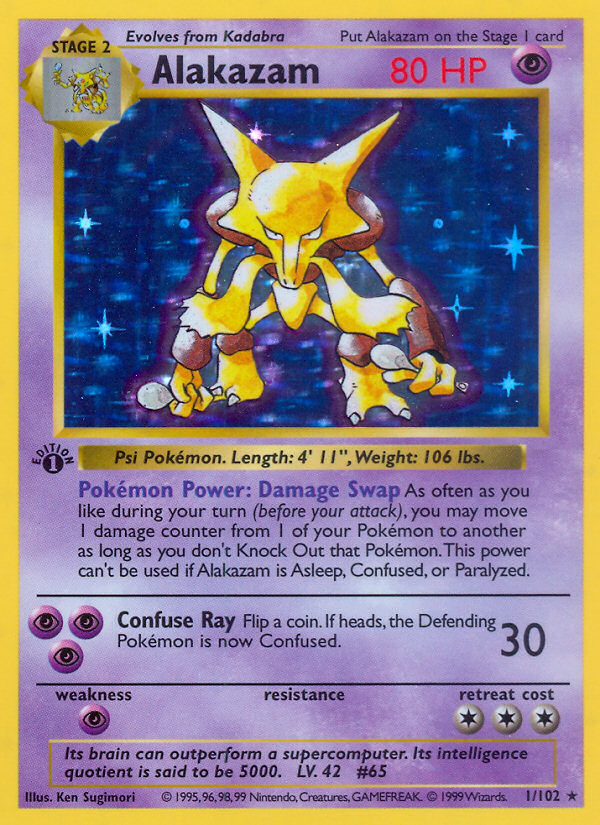 Alakazam (1/102) (Shadowless) [Base Set 1st Edition] | Deep Dive Games St. Marys