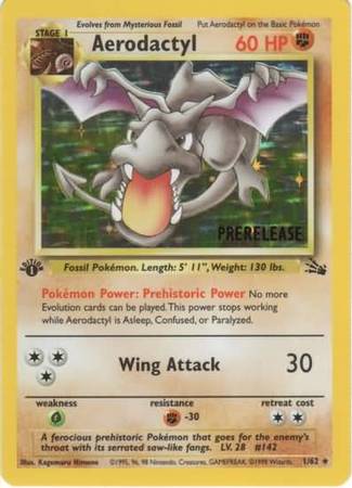 Aerodactyl (1/62) (Prerelease Promo) [Fossil 1st Edition] | Deep Dive Games St. Marys