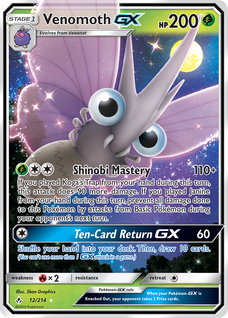 Venomoth GX (12/214) [Sun & Moon: Unbroken Bonds] | Deep Dive Games St. Marys