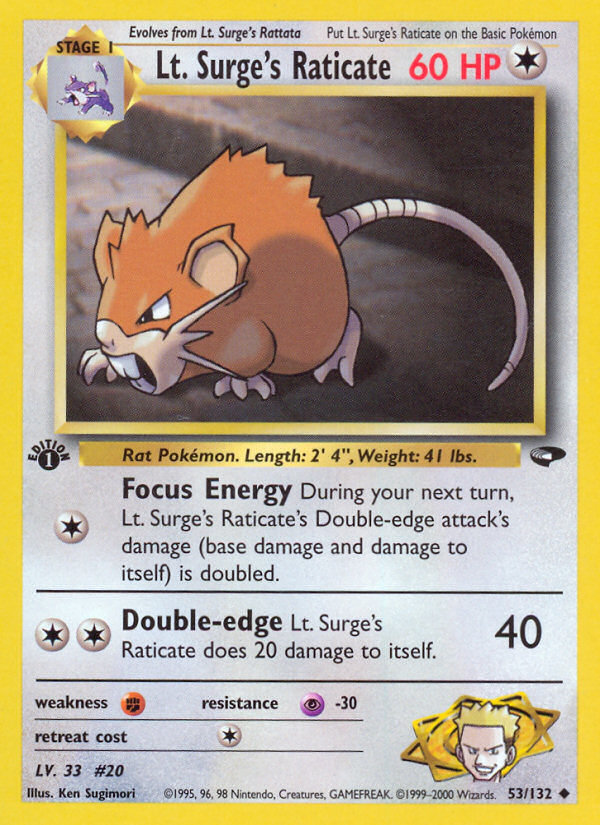 Lt. Surge's Raticate (53/132) [Gym Challenge 1st Edition] | Deep Dive Games St. Marys