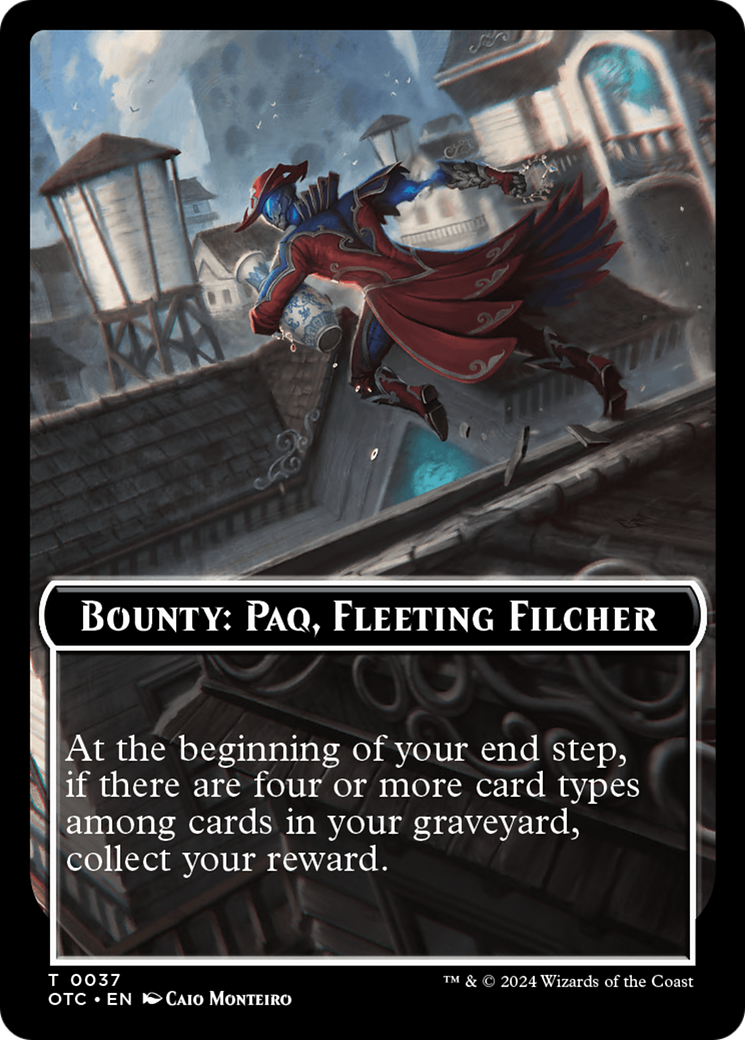 Bounty: Paq, Fleeting Filcher // Bounty Rules Double-Sided Token [Outlaws of Thunder Junction Commander Tokens] | Deep Dive Games St. Marys