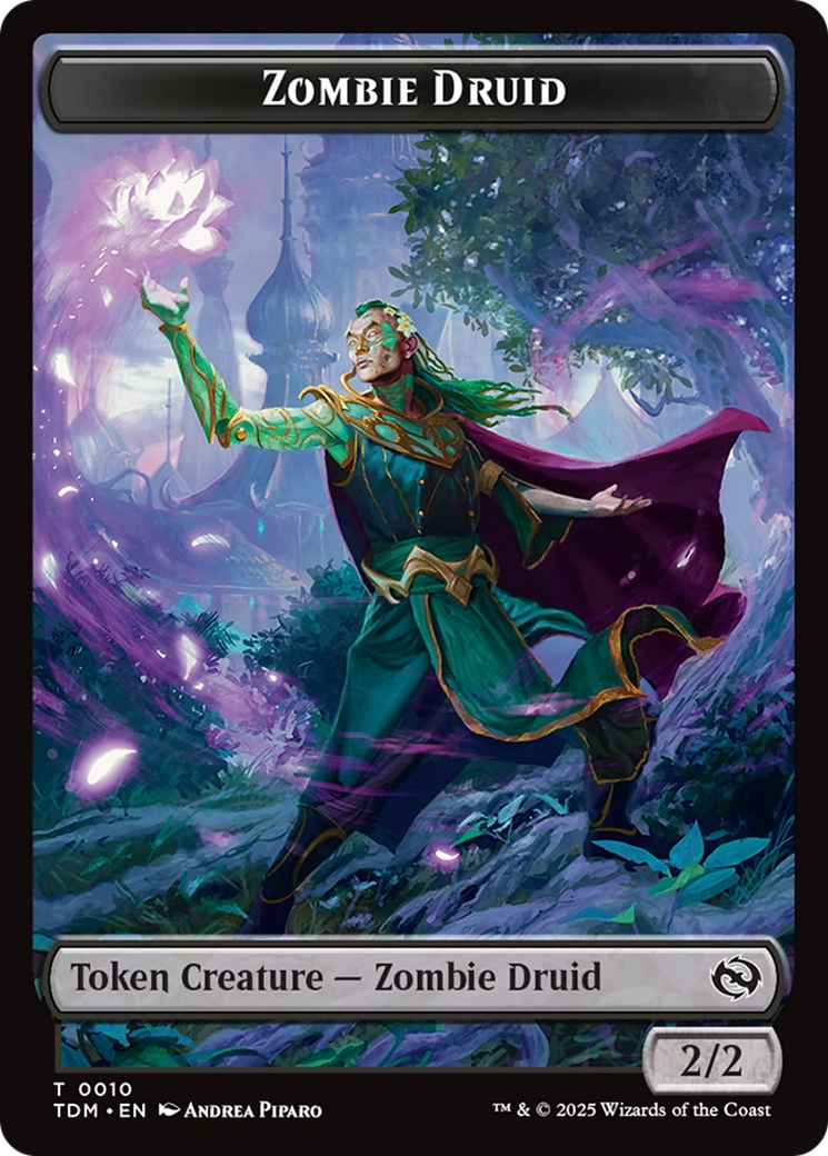 Treasure // Zombie Druid Double-Sided Token [Tarkir: Dragonstorm Tokens] | Deep Dive Games St. Marys