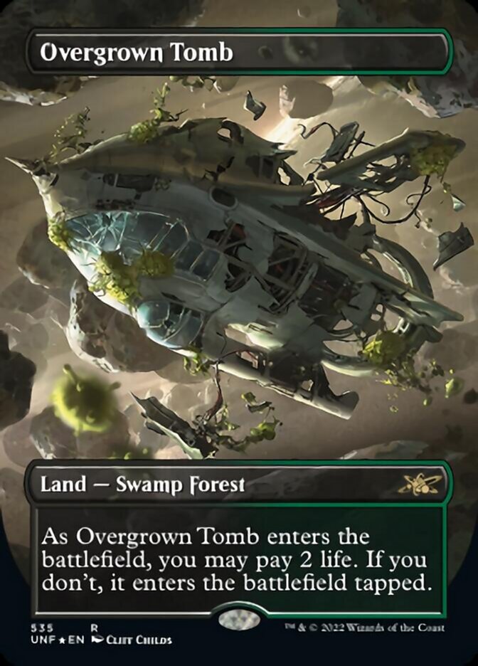 Overgrown Tomb (Borderless) (Galaxy Foil) [Unfinity] | Deep Dive Games St. Marys