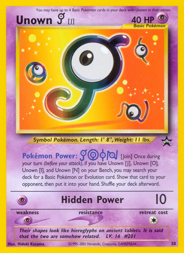 Unown [J] (38) [Wizards of the Coast: Black Star Promos] | Deep Dive Games St. Marys