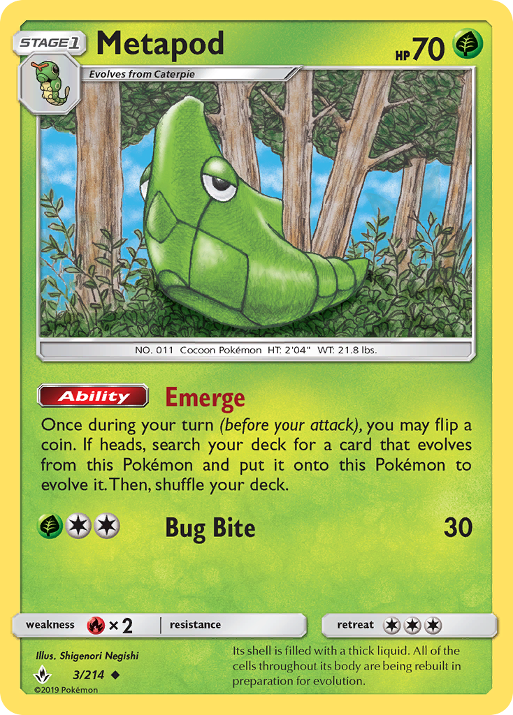 Metapod (3/214) [Sun & Moon: Unbroken Bonds] | Deep Dive Games St. Marys