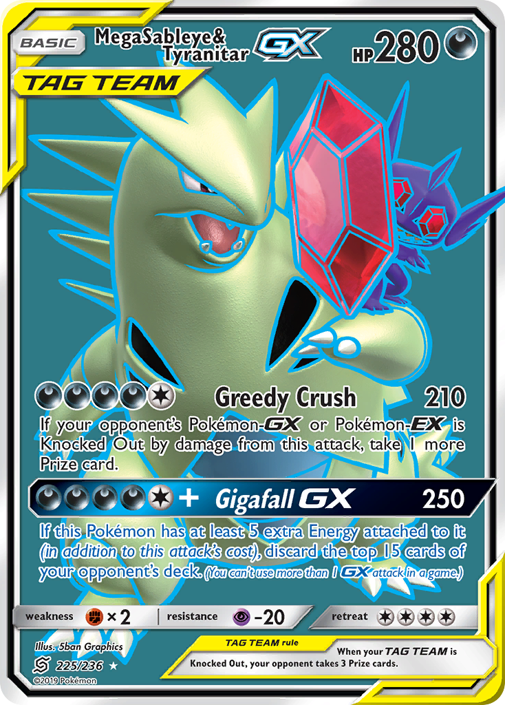 Mega Sableye & Tyranitar GX (225/236) [Sun & Moon: Unified Minds] | Deep Dive Games St. Marys