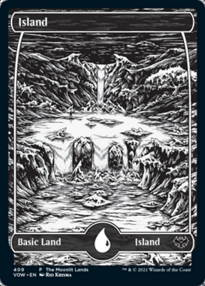 Island (The Moonlit Lands) (Foil Etched) [Innistrad: Crimson Vow Promos] | Deep Dive Games St. Marys