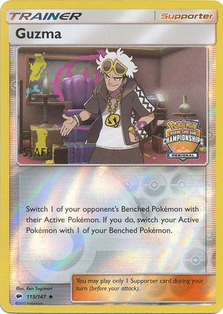 Guzma (115/147) (League Promo) (Staff) [Sun & Moon: Burning Shadows] | Deep Dive Games St. Marys