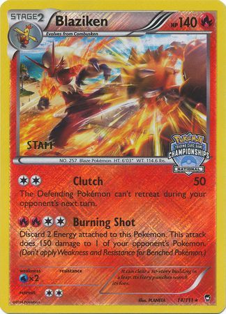 Blaziken (14/111) (Staff National Championship Promo) [XY: Furious Fists] | Deep Dive Games St. Marys