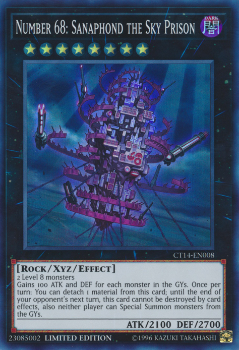 Number 68: Sanaphond the Sky Prison [CT14-EN008] Super Rare | Deep Dive Games St. Marys