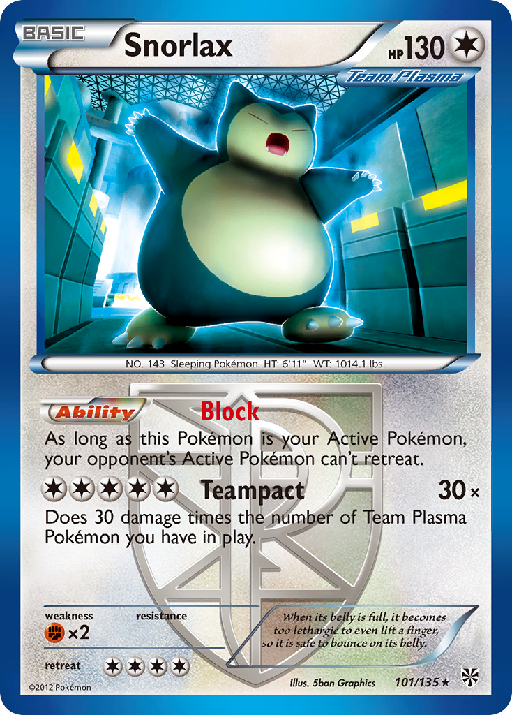 Snorlax (101/135) [Black & White: Plasma Storm] | Deep Dive Games St. Marys