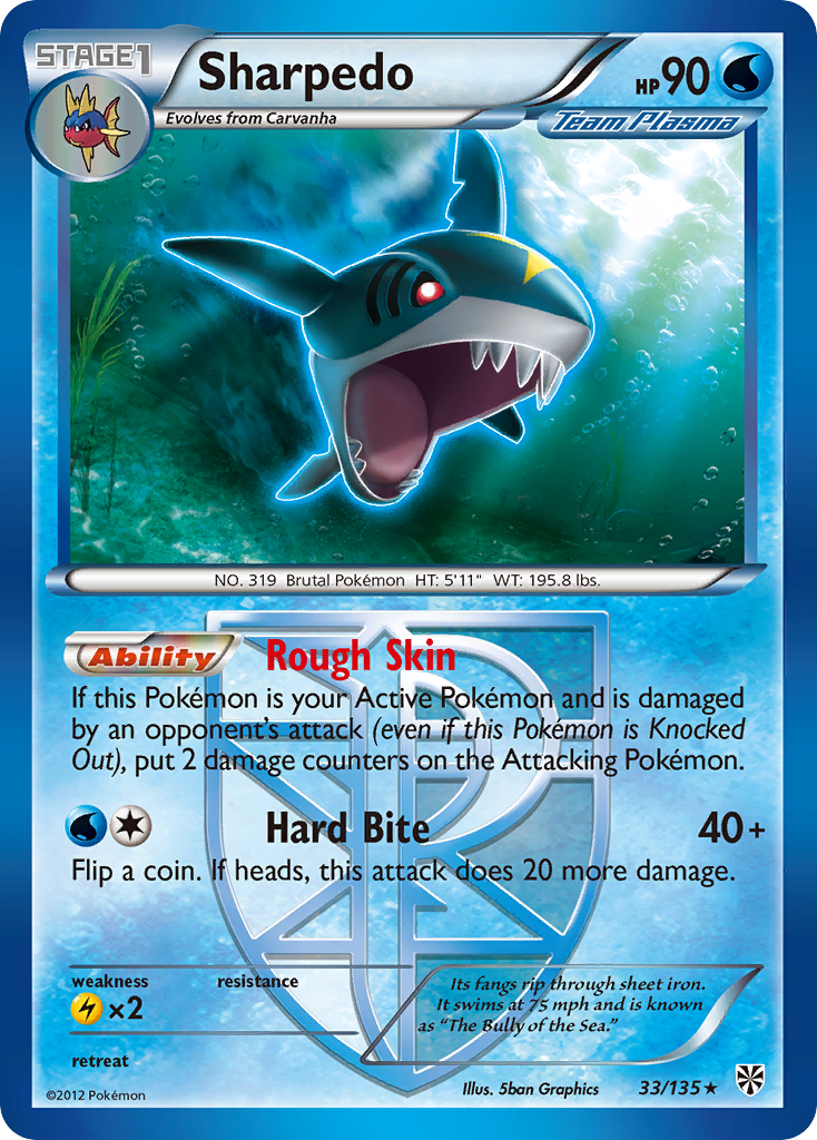 Sharpedo (33/135) [Black & White: Plasma Storm] | Deep Dive Games St. Marys