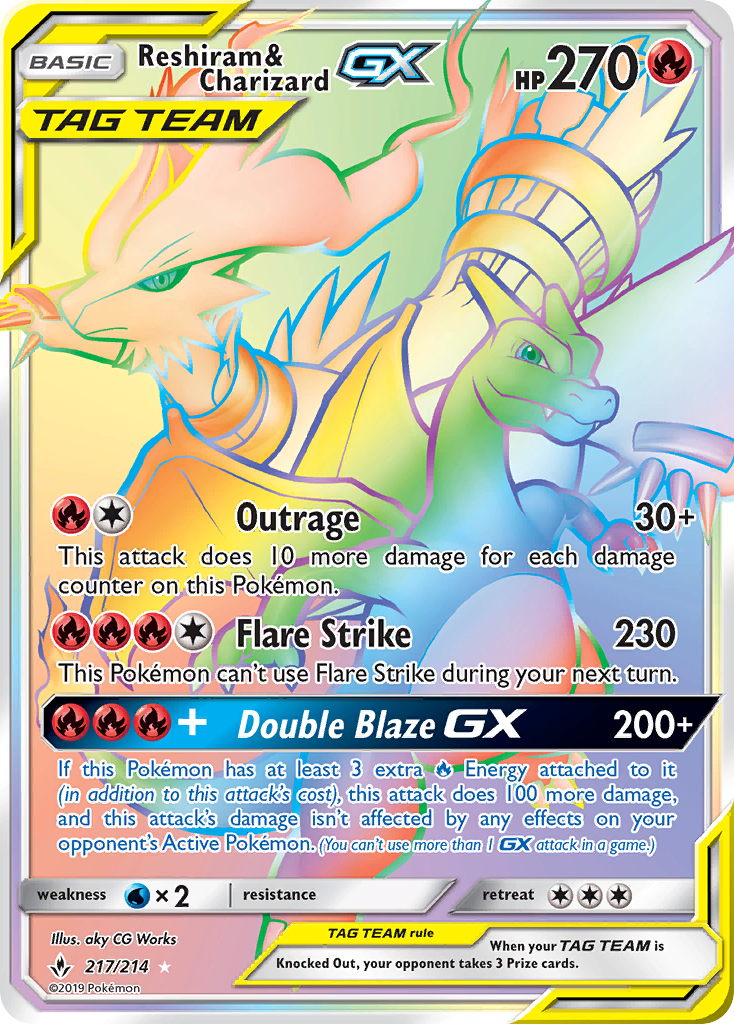 Reshiram & Charizard GX (217/214) [Sun & Moon: Unbroken Bonds] | Deep Dive Games St. Marys